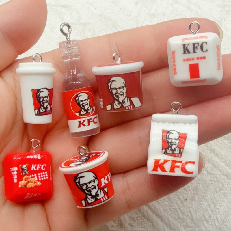 Food & Snacks Pdf - 10個入り漫画風樹脂製フードバッグキーホルダー、バッグの装飾に最適、ギフトに最適です。