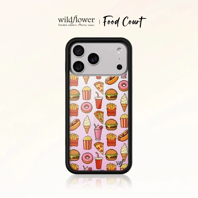 Food Snacks Quotes - ワイルドフラワー高級フードコート ピザ ハンバーガー iPhoneケース iPhone 16