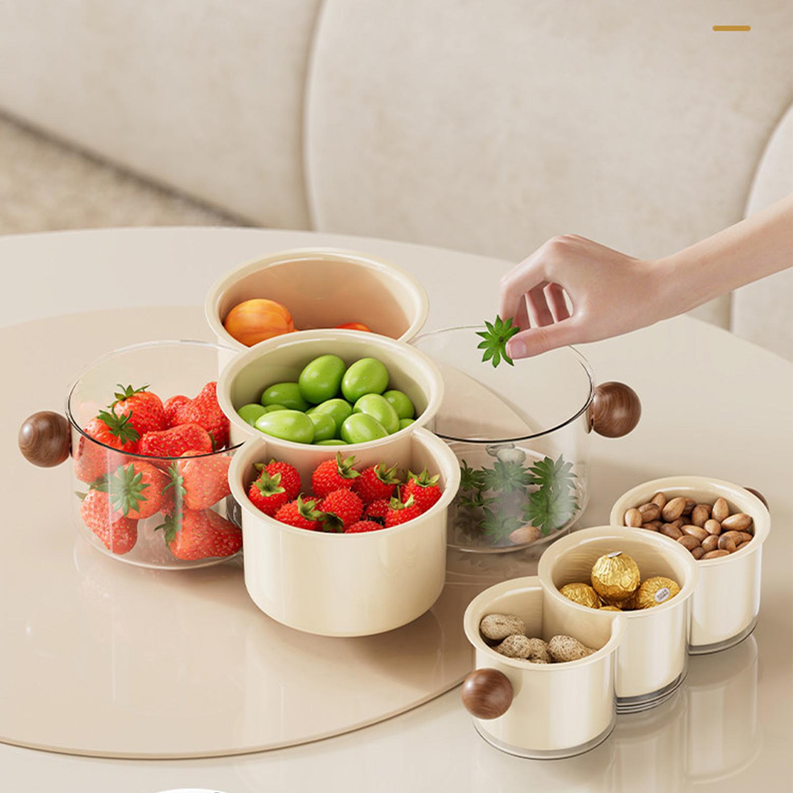 Food Snacks In India - フルーツ収納スタッカブル360度回転フードコンテナ 二層式収納 スナック収納ボックス 水切り機能付き キッチン用