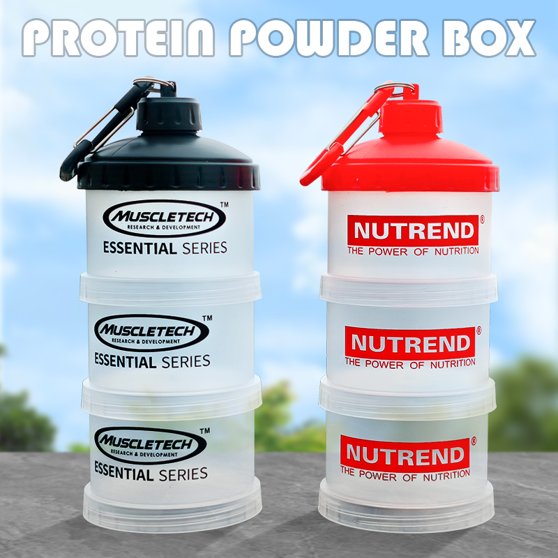 Food Snacks With Protein - 3層ポータブルプロテインパウダーボックスファンネルパウダーボックスフィットネスサプリメントボトル個々の層ストレージ薬箱スナックジャー