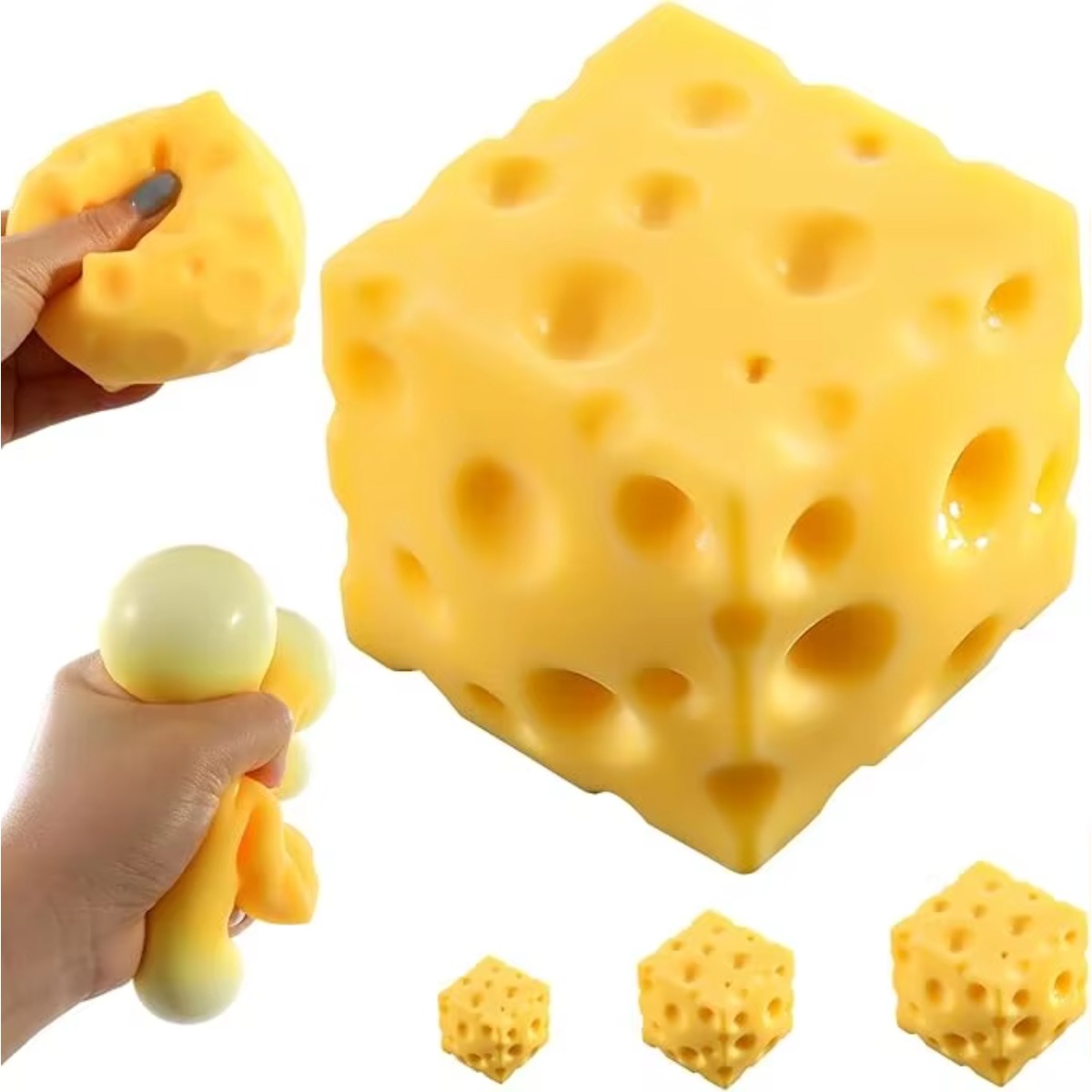 Food & Snacks Pdf - チーズストレスボールスクイッシーおもちゃ、ソフトスクイーズリバウンド感覚玩具、ADHD対応おもちゃ、オフィスデスクストレス解消フードテーマ、大量卸売
