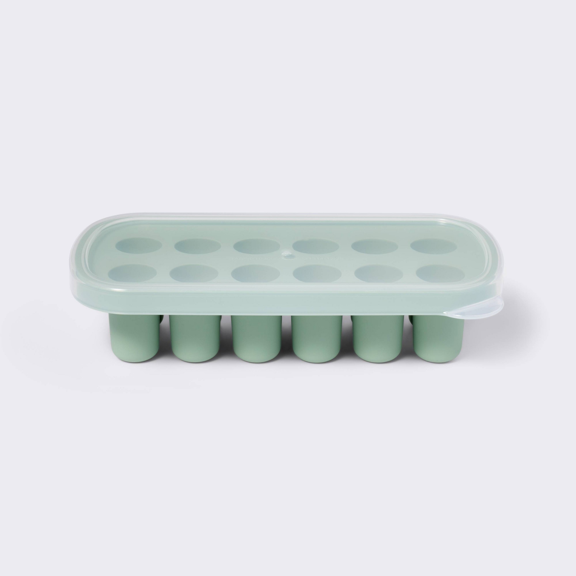 Food Snacks That Are Green - グリーンのベビーフード冷凍トレイ、ピューレ、スナック、食事の準備に使える柔軟なポーション保存型、取り出しやすい