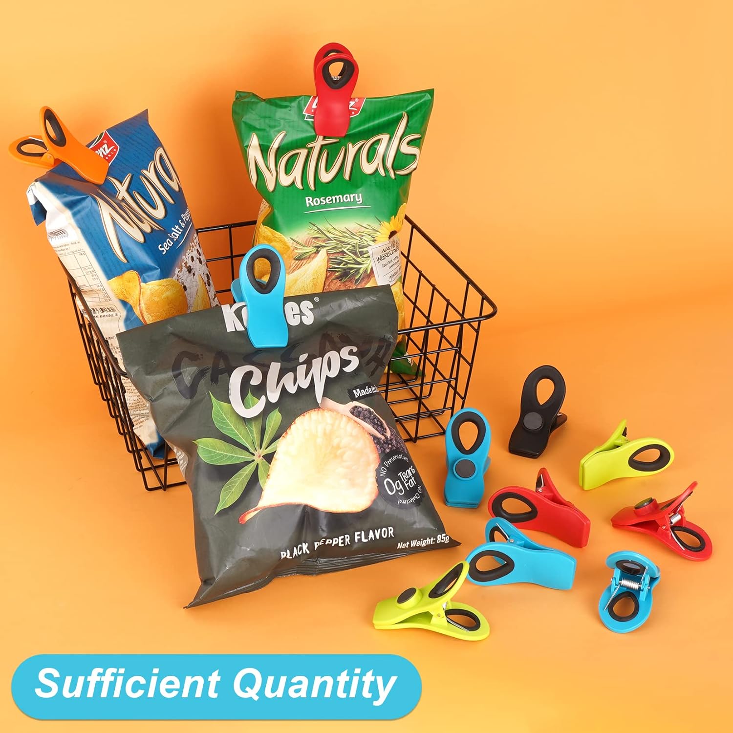 食品保存用チップクリップ12個パック、強力なスプリンググリッ - Food Snacks Images のレビューと価格