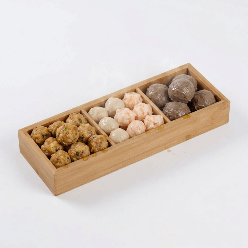 竹製サービングトレイ、独立したバリのないスナックトレイ、複数 - Food Snacks Options のレビューと価格