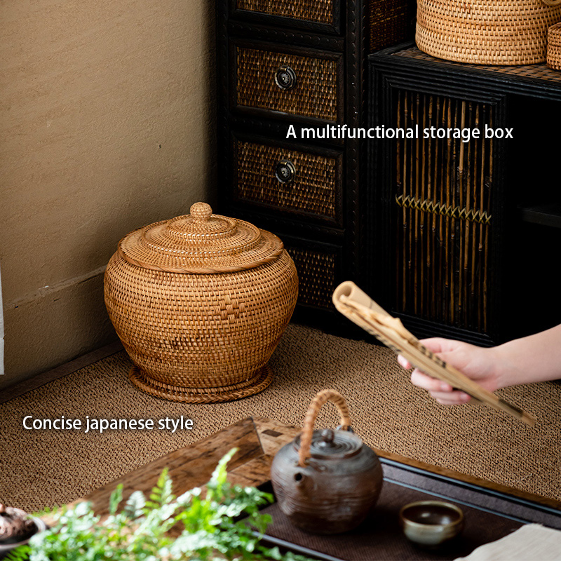 ふた付きの編まれた籐のお茶の収納ボックス,ティーバッグ,コー - Food Snacks That Are Green のレビューと価格